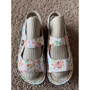 Alegria White Leather Floral Flower BECKIE Prime Time Comfort Sandal Shoes 37